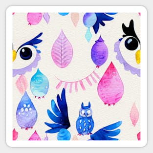 Watercolor owl pattern Sticker